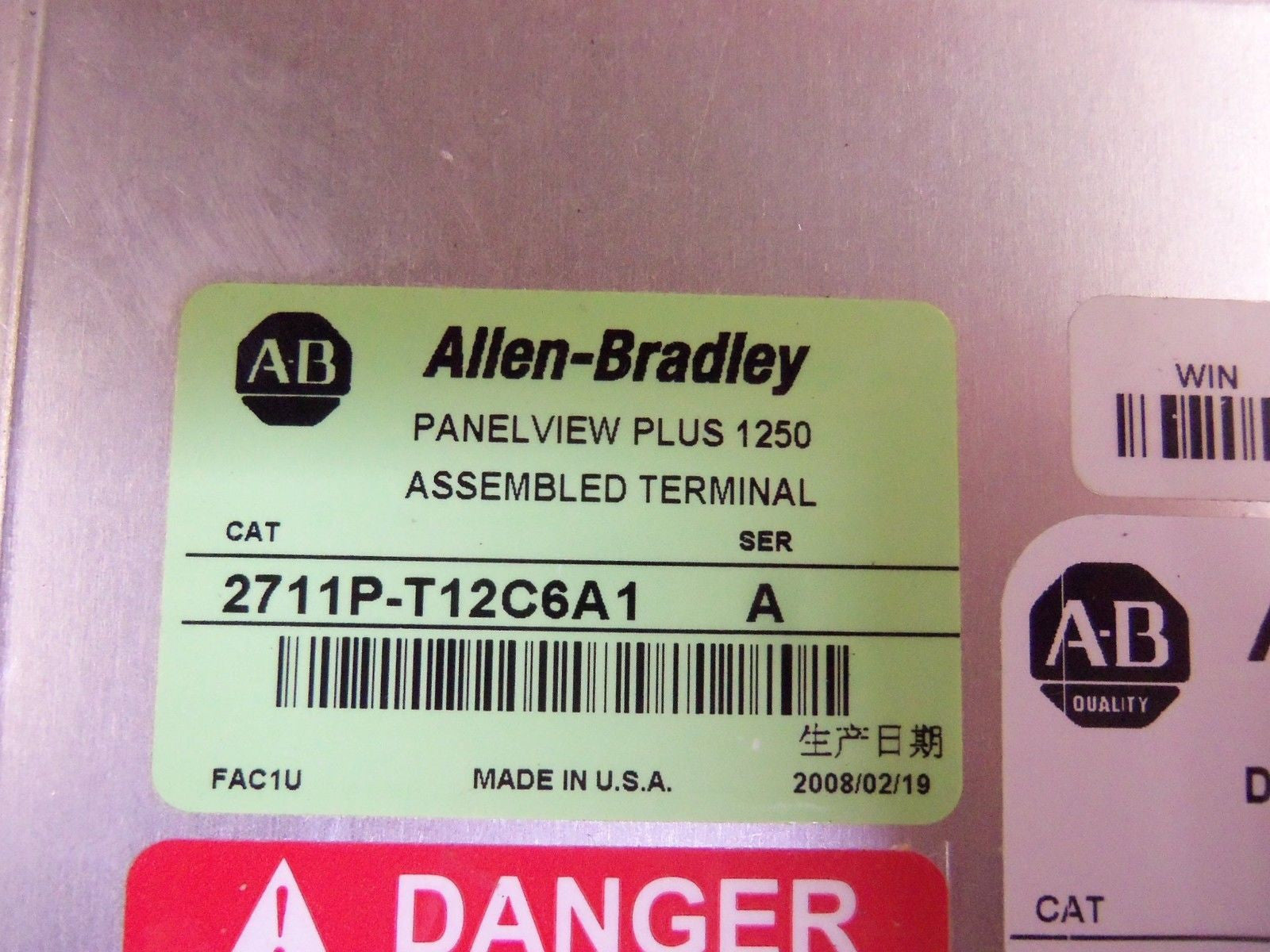 ALLEN BRADLEY 2711P-T12C6A1 SERIES A TOUCH SCREEN *USED*