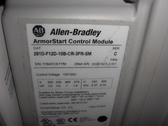 ALLEN BRADLEY 280D-FN-10-C-SM SERIES C COMBO STARTER AND BASE *NEW NO BOX*