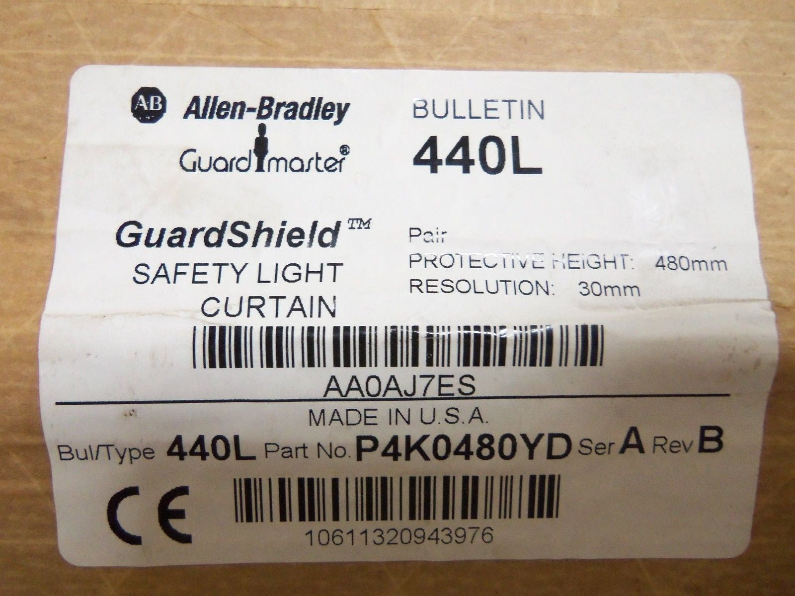 ALLEN BRADLEY 440L-P4K0480YD SERIES A SAFETY LIGHT CURTAIN *SEALED*