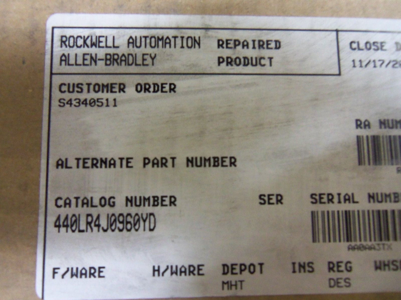 ALLEN BRADLEY GUARDSHIELD 440L-R4J0960YD SER. A (REMANUFACTURED) *NEW IN BOX*