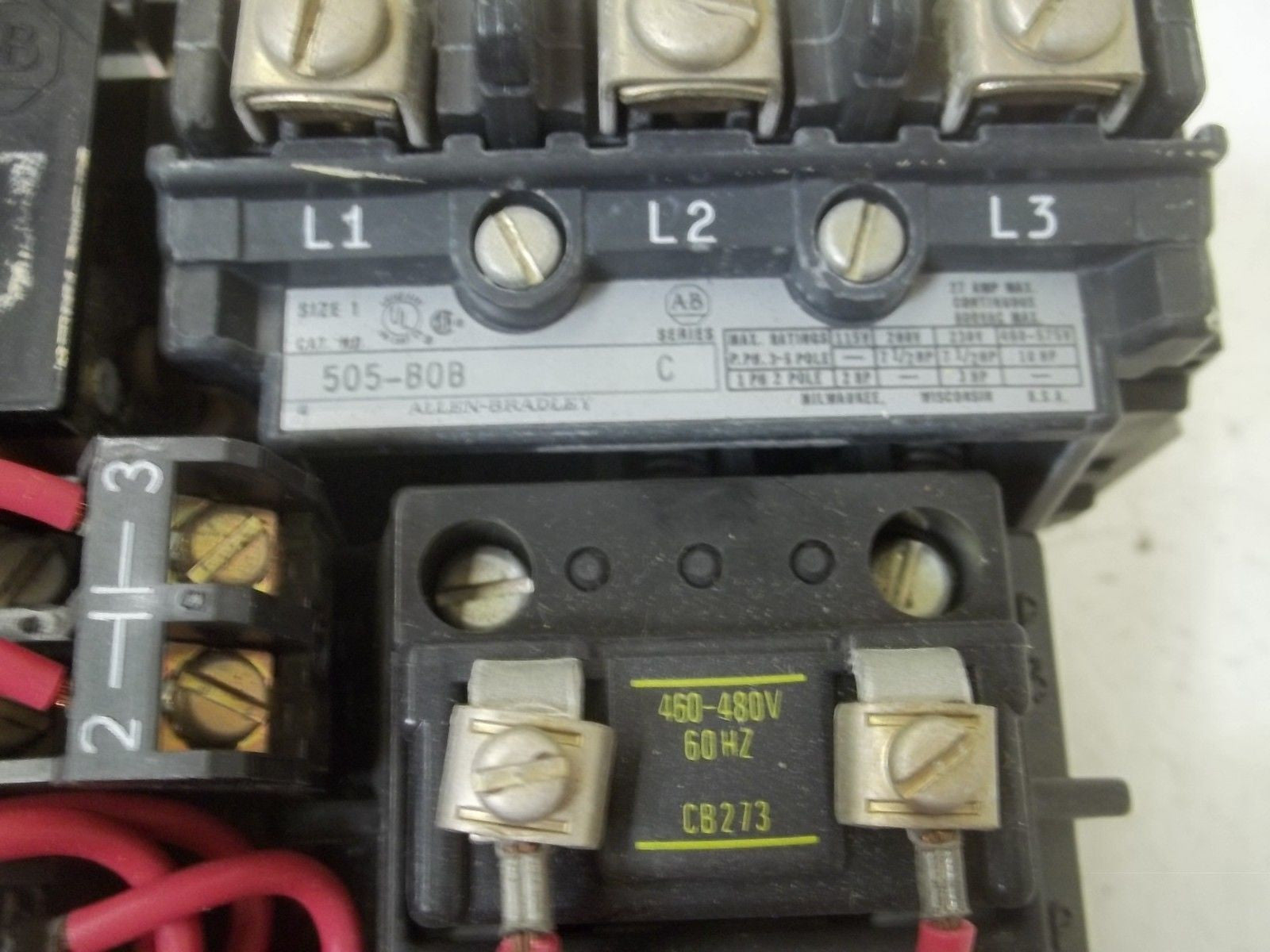 ALLEN BRADLEY SIZE 1 505-BOB SER. C REVERSING STARTER 460-480V *USED*