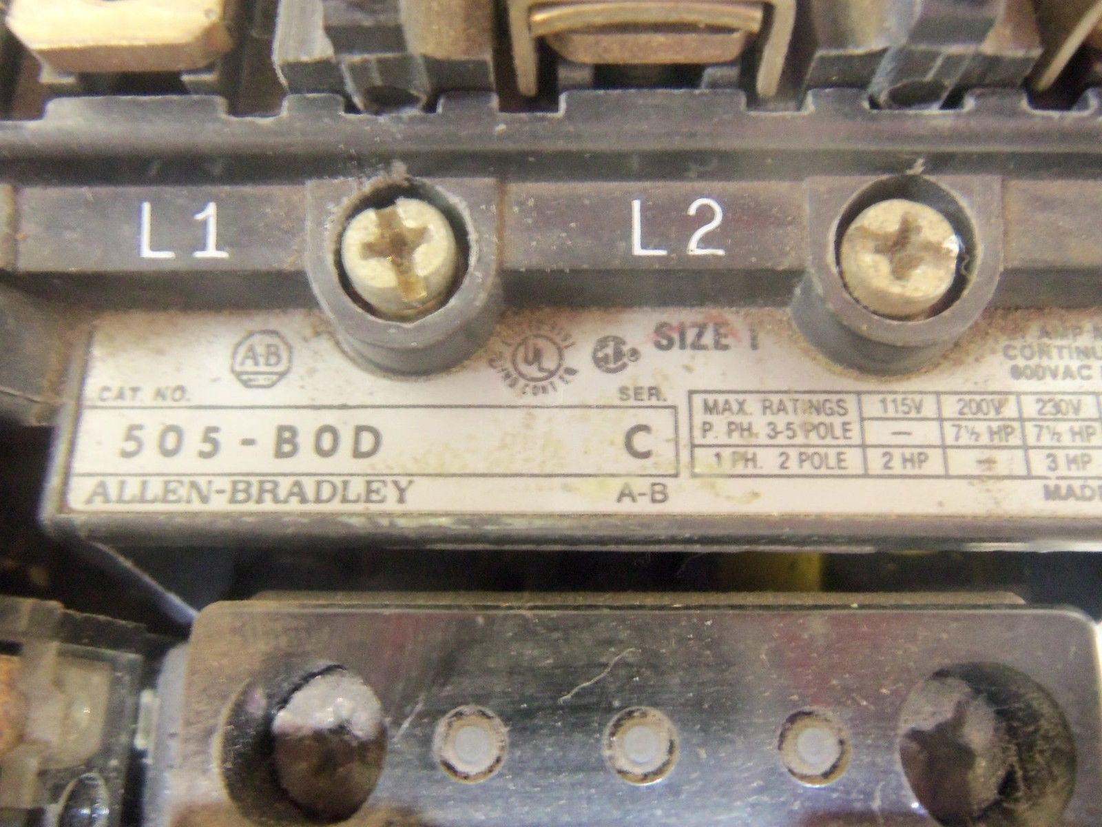 ALLEN BRADLEY SIZE 1 505-BOD SER. C REVERSING STARTER 115-120V *NEW NO BOX*