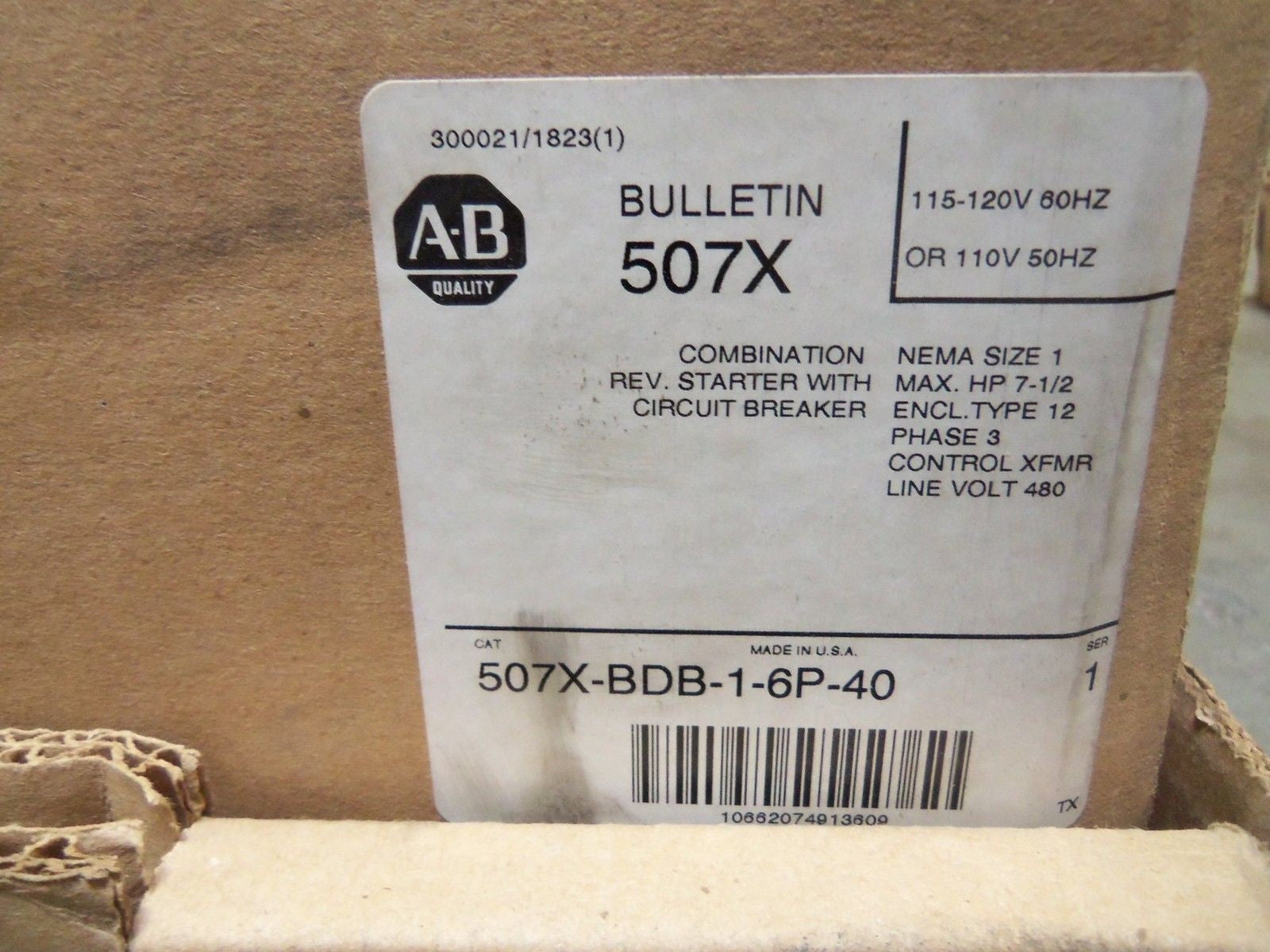 Allen Bradley 507XBDB16P40 NSFP **GENUINE** 507X BDB 1 6P 40