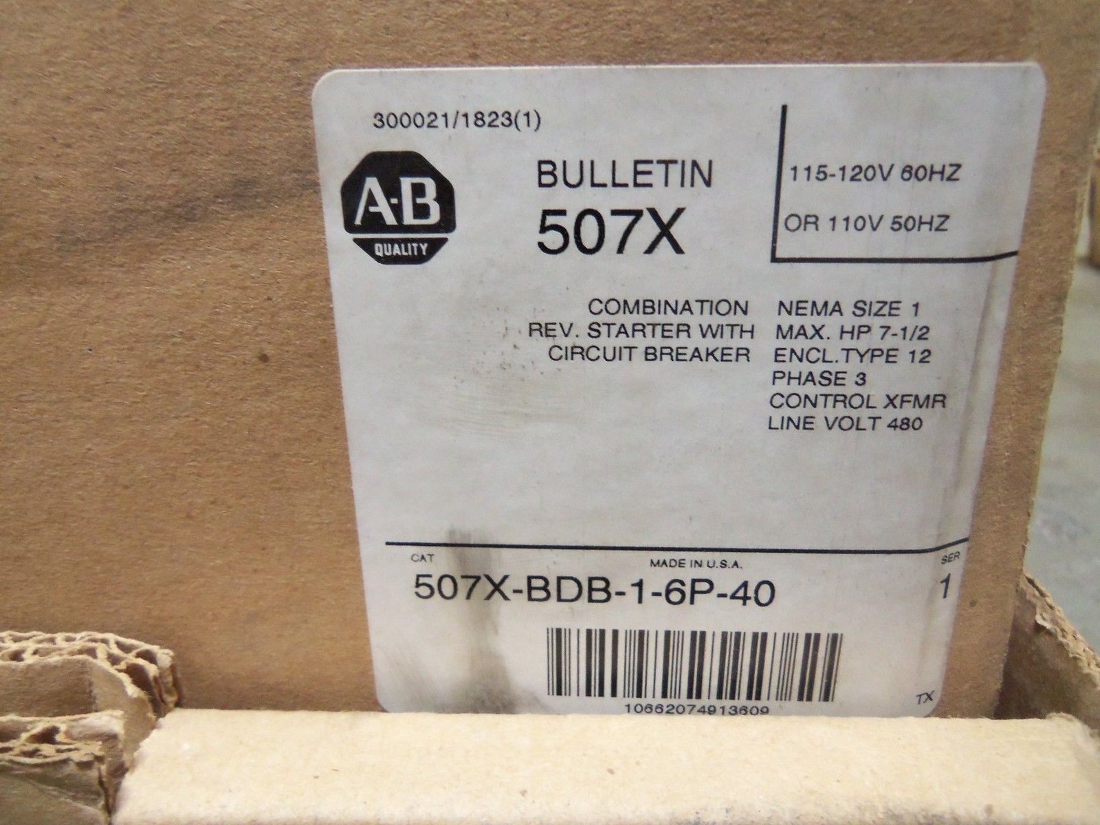 Allen Bradley 507XBDB16P40 NSFP * GENUINE * 507X BDB 1 6P 40