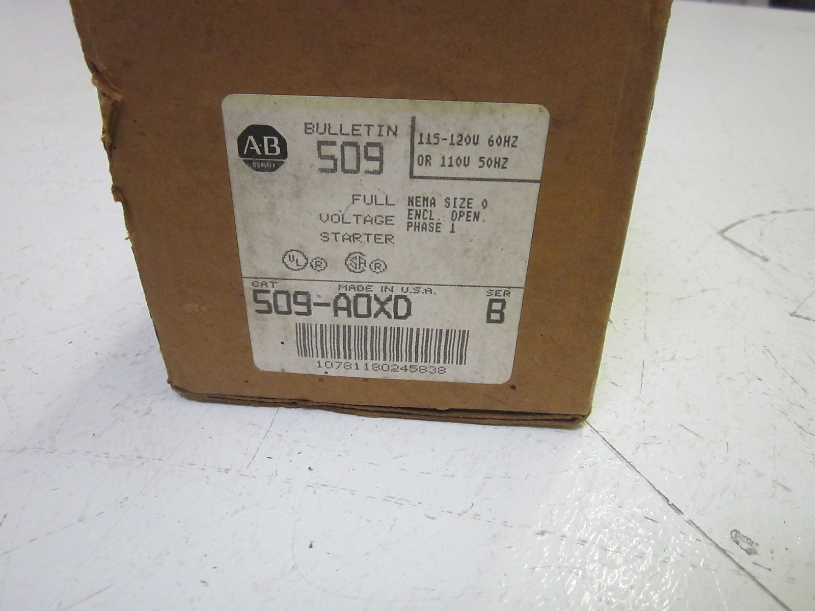 ALLEN BRADLEY SIZE 0 509-AOXD SER. B STARTER 115-120V *NEW IN BOX*