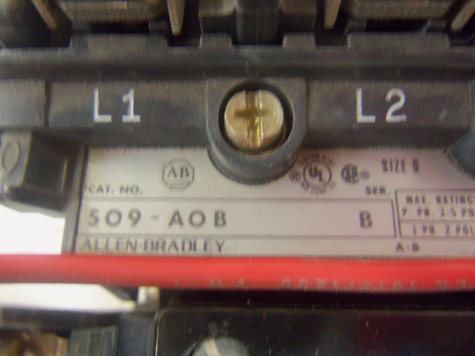 ALLEN BRADLEY SIZE 0 509-AOB SER. B MOTOR STARTER 460-480V *NEW NO BOX*