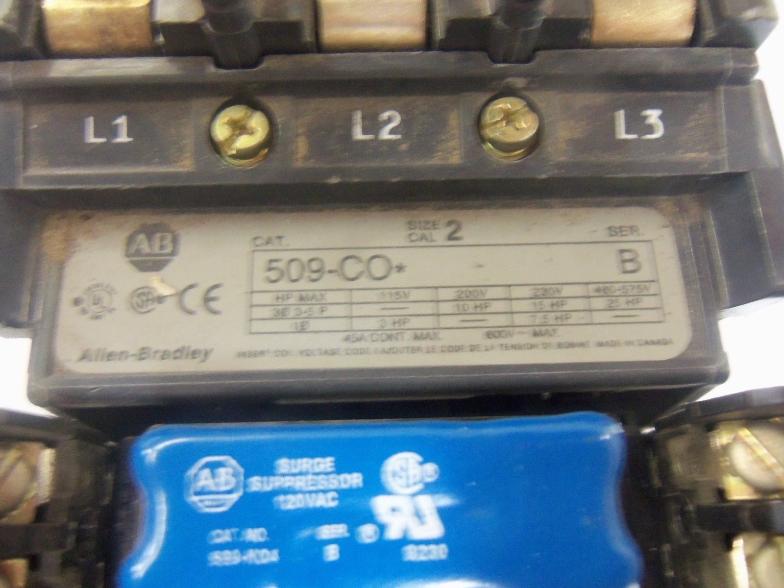 ALLEN BRADLEY SIZE 2 509-CO* SER. B MOTOR STARTER 115-120V *NEW NO BOX*
