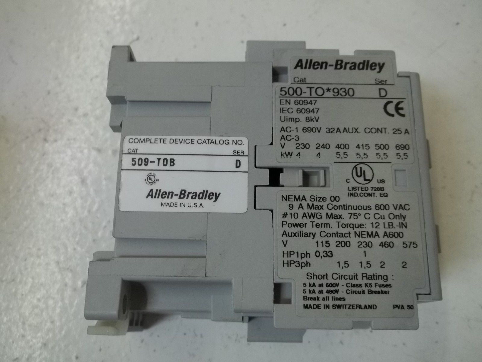 ALLEN BRADLEY 509-TO*930 SER.D 480V *NEW NO BOX*