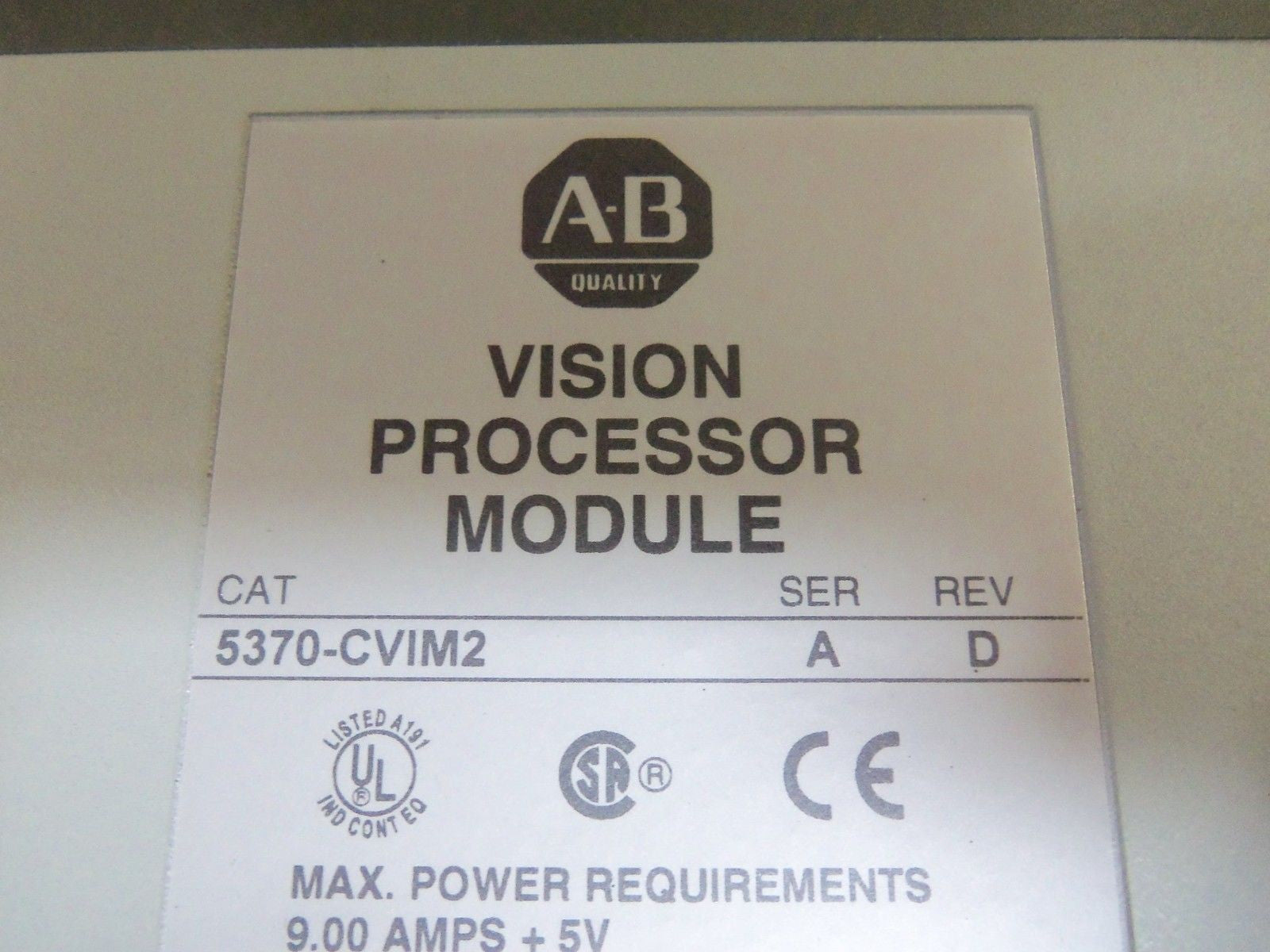 ALLEN BRADLEY 5370-CVIM2 SERIES A MACHINE VISION INPUT PROCESSOR *USED*