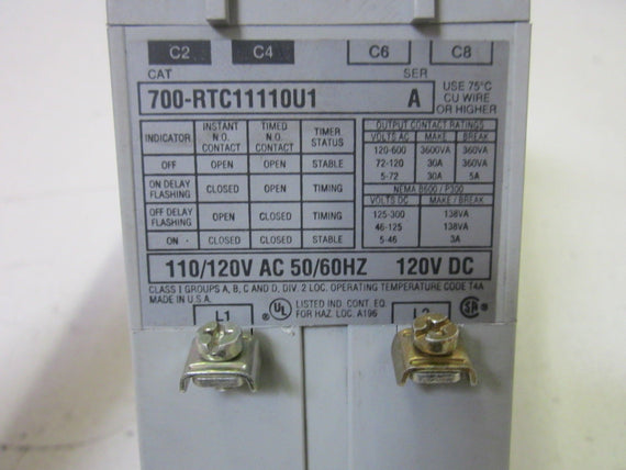 ALLEN  BRADLEY  700-RTC11110U1  SER.A 110-120V * NEW NO BOX *