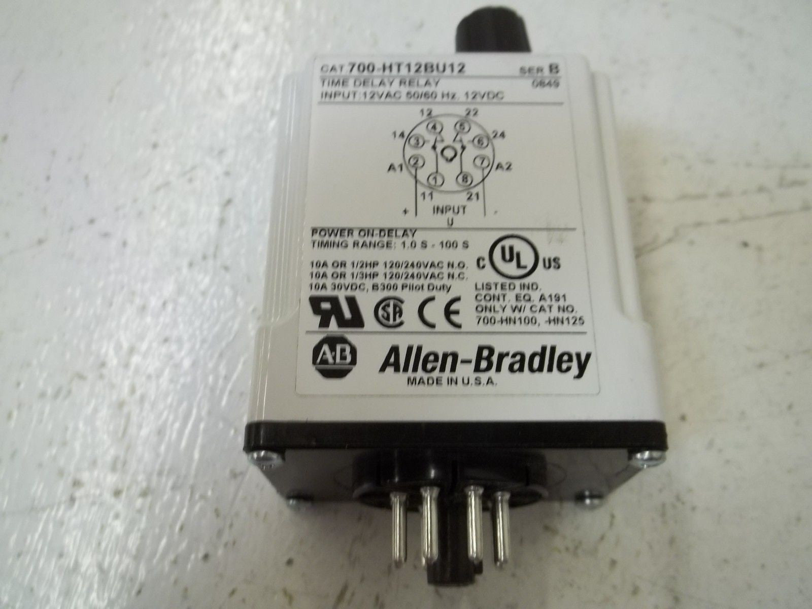 ALLEN BRADLEY 700-HT12BU12 SER. B TIME DELAY RELAY 1.0-100 SEC. *NEW NO BOX*