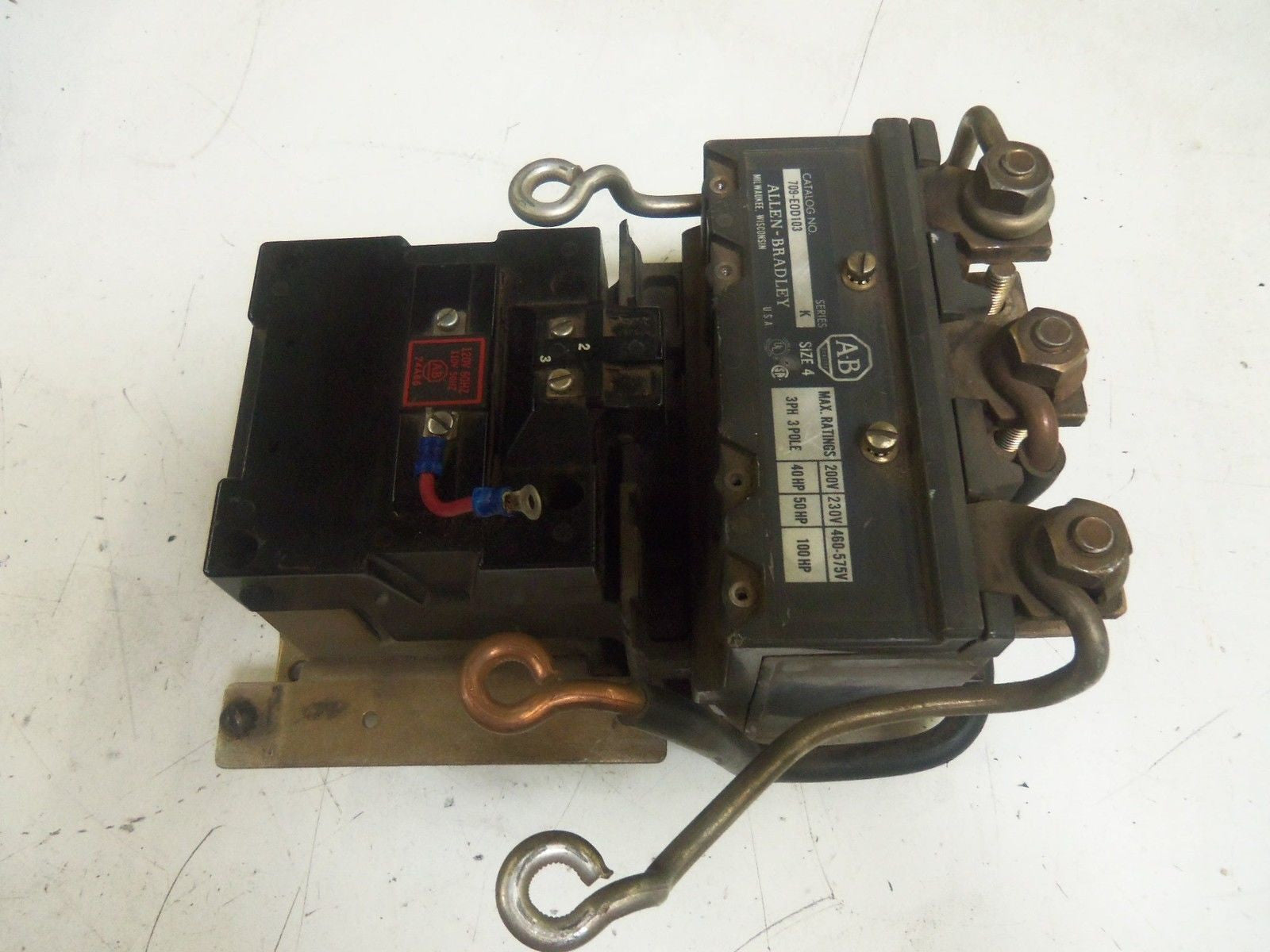 ALLEN BRADLEY SIZE 4 709-EOD103 SER. K STARTER 120V (AS PICTURED) *USED*