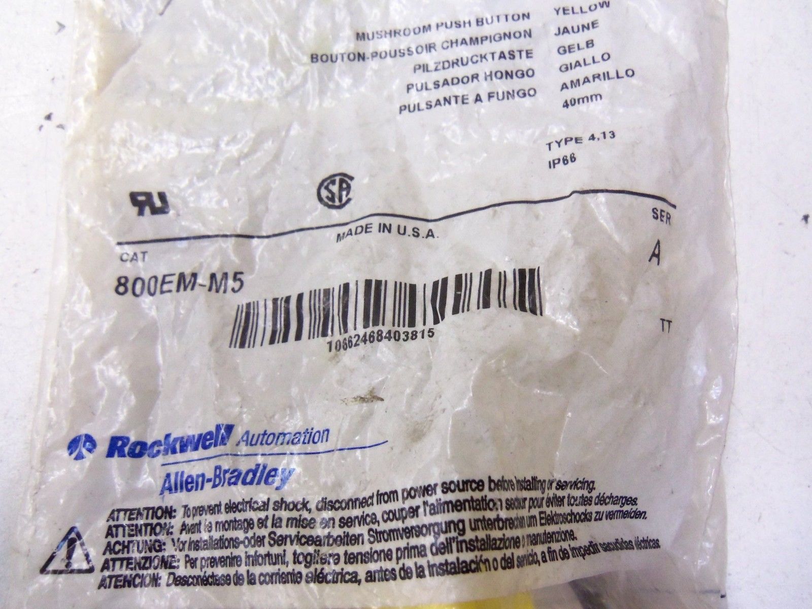 ALLEN BRADLEY 800EM-M5 SERIES A *NEW IN FACTORY BAG*