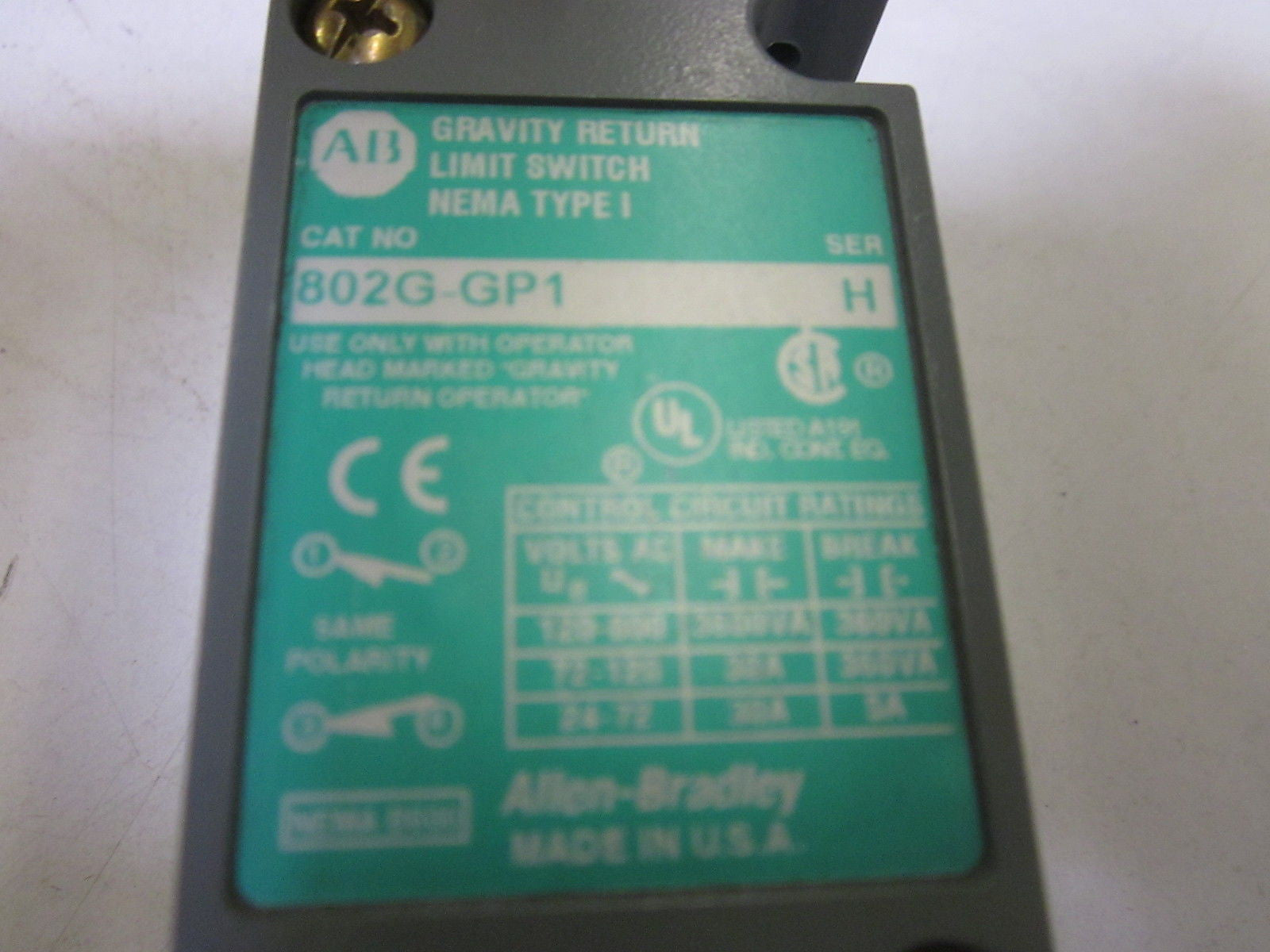ALLEN BRADLEY 802G-GP1 SER.H *NEW NO BOX*