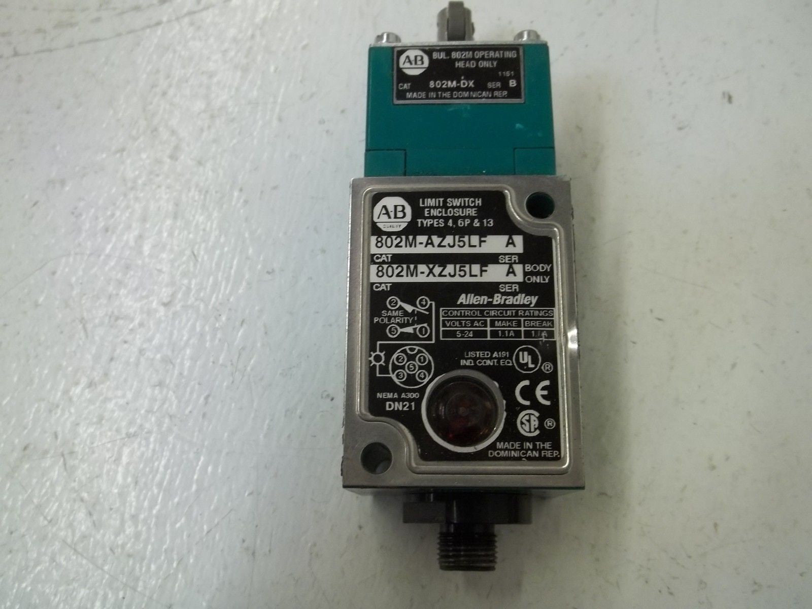 ALLEN BRADLEY 802M-XZJ5LF SER.A WITH 802M-DX SER.B  *USED*
