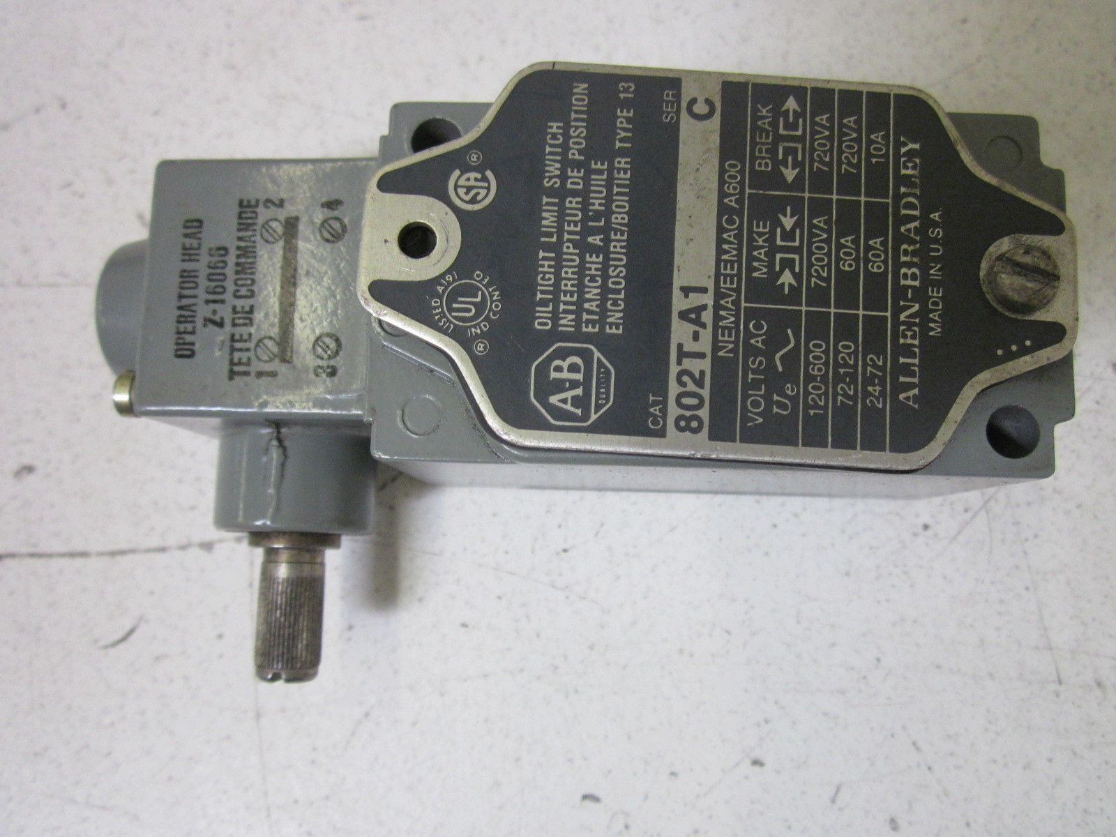 ALLEN BRADLEY 802T-A1 SER. C OILTIGHT LIMIT SWITCH *NEW NO BOX*