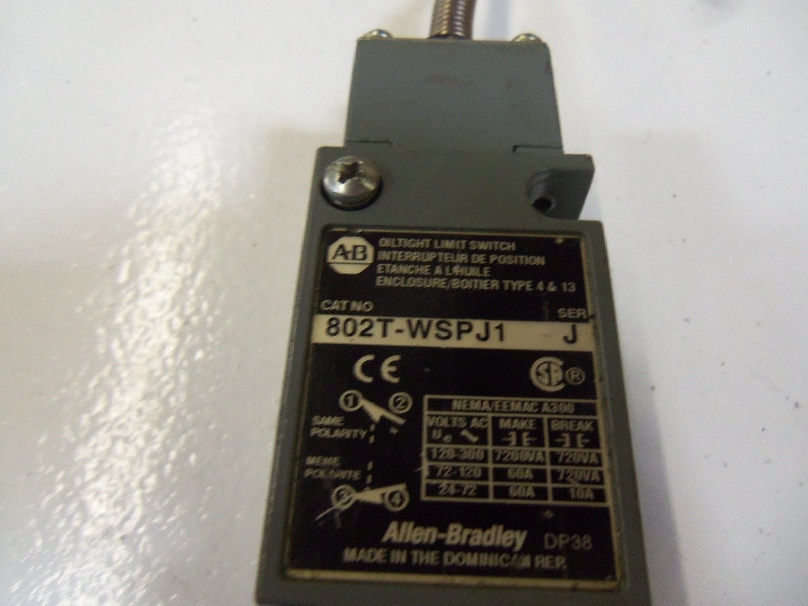 ALLEN BRADLEY 802T-WSPJ1 SERIES J *USED*