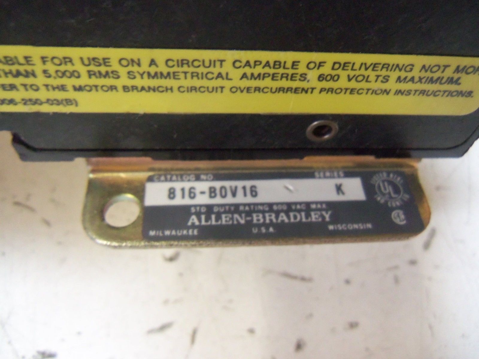 ALLEN BRADLEY 816-B0V16 SERIES K *NEW NO BOX*