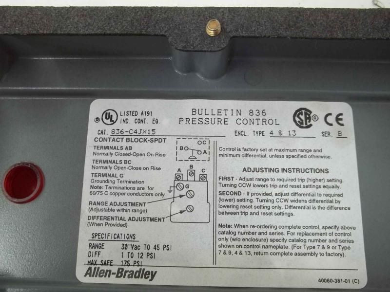 ALLEN BRADLEY 836-C4JX15 SER.B *NEW NO BOX*