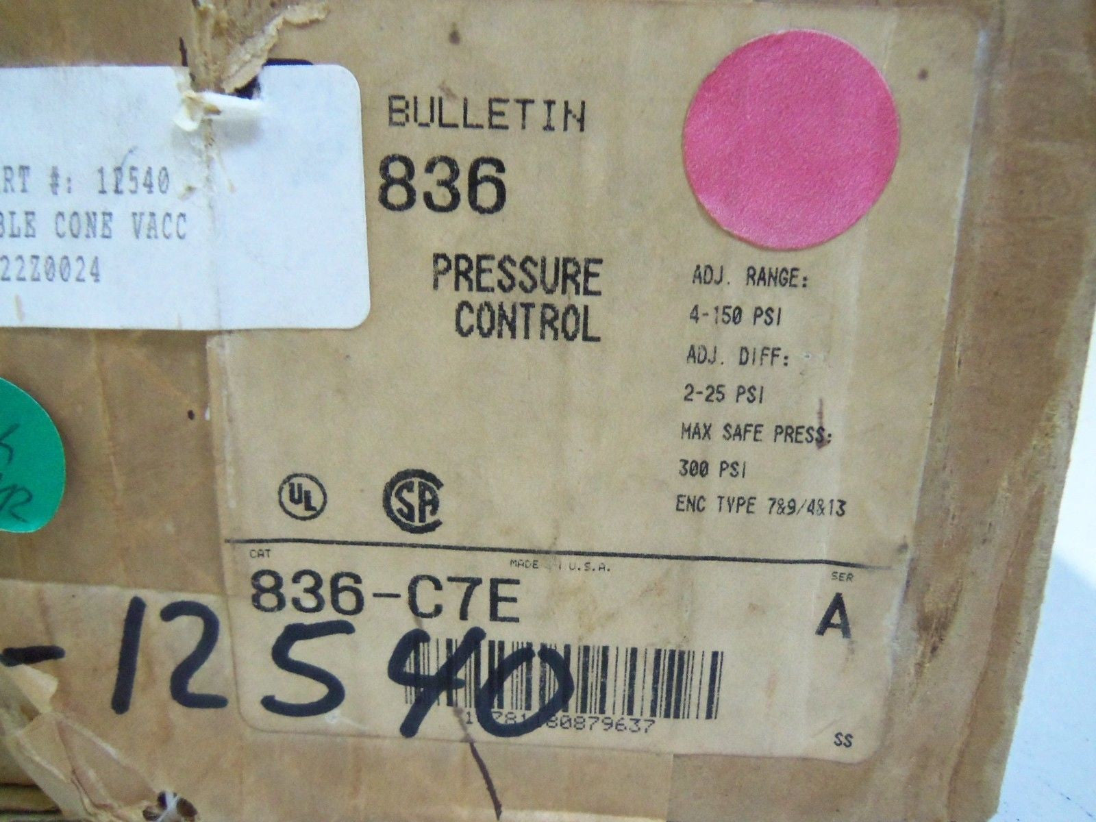 ALLEN BRADLEY 836-C7E SERIES A PRESSURE CONTROL *NEW IN BOX*