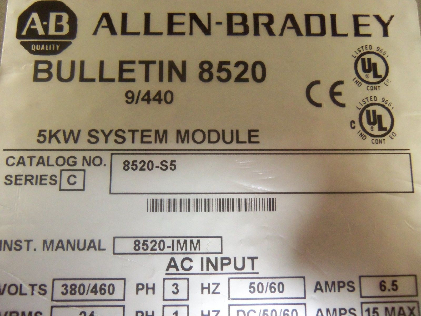 ALLEN BRADLEY 8520-S5 *USED*