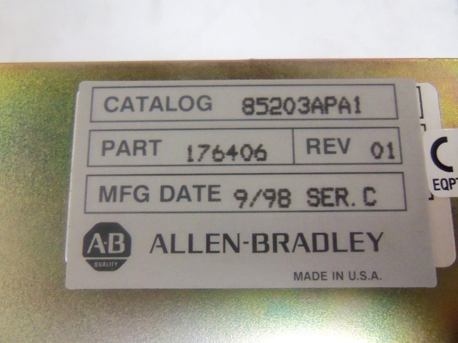 ALLEN BRADLEY 85203APA1 SERIES C (REMANUFACTURED) *USED*