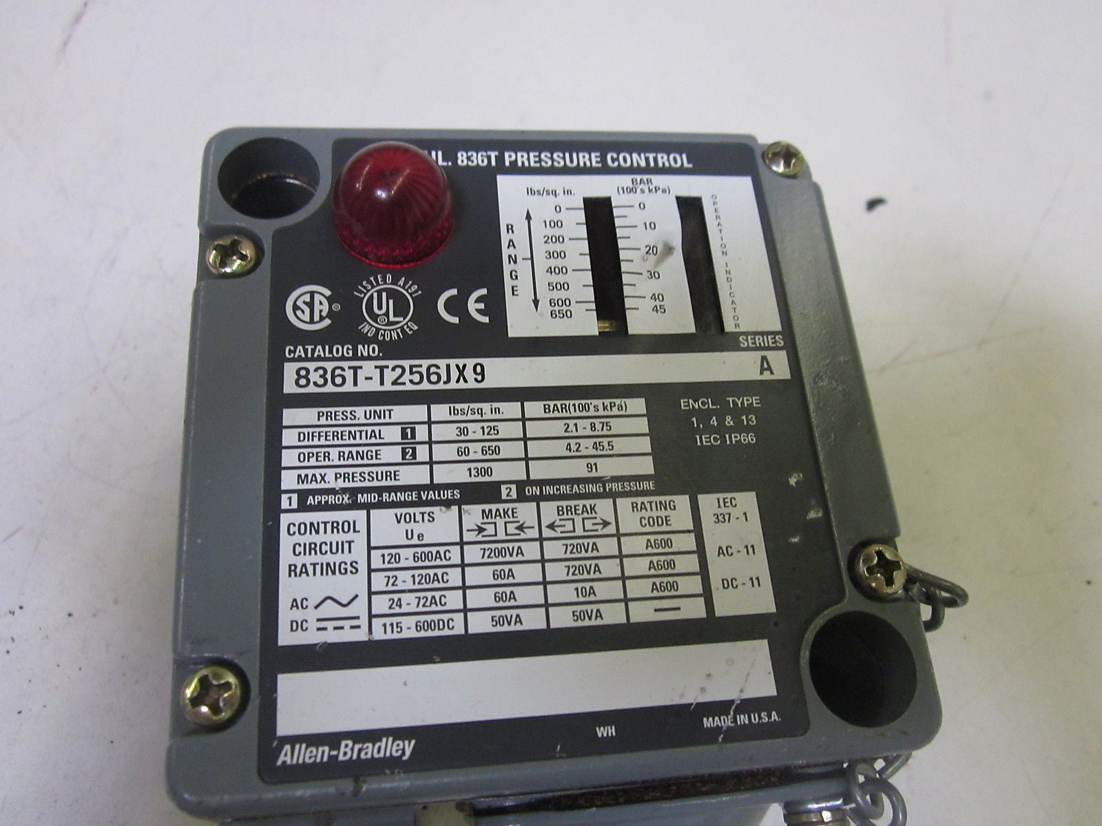 ALLEN BRADLEY 836T-T256JX9 SER.A *USED*