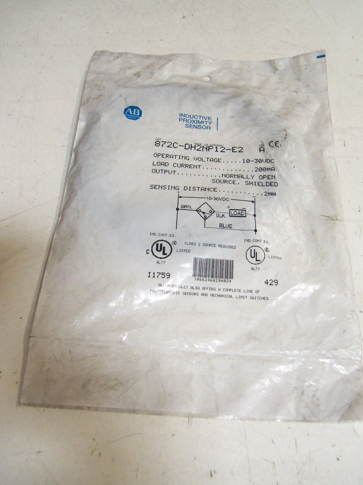 ALLEN BRADLEY 872C-DH2NP12-E2 SERIES A *NEW IN FACTORY BAG*