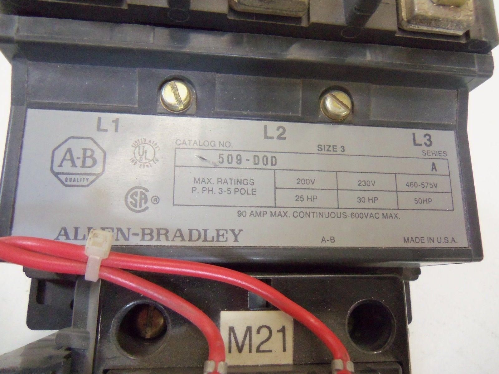 ALLEN BRADLEY D09-D00 SERIES A *USED*