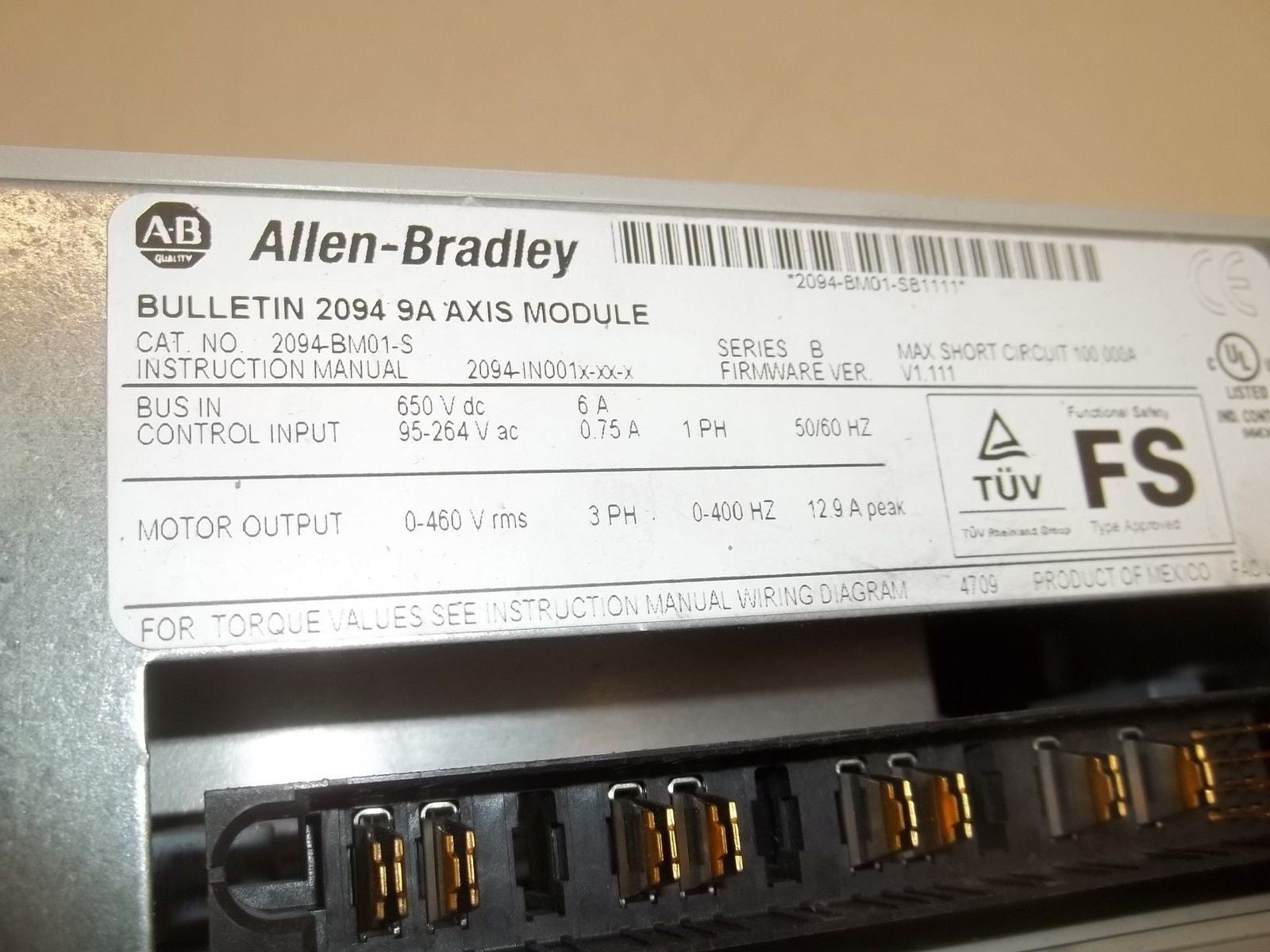 ALLEN BRADLEY 2094-BM01-S SER. B F/W 1.111 *USED*