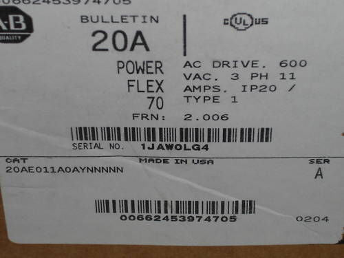 ALLEN BRADLEY POWER FLEX 70 20AE011A0AYNNNNN SERIES A  *NEW IN BOX*