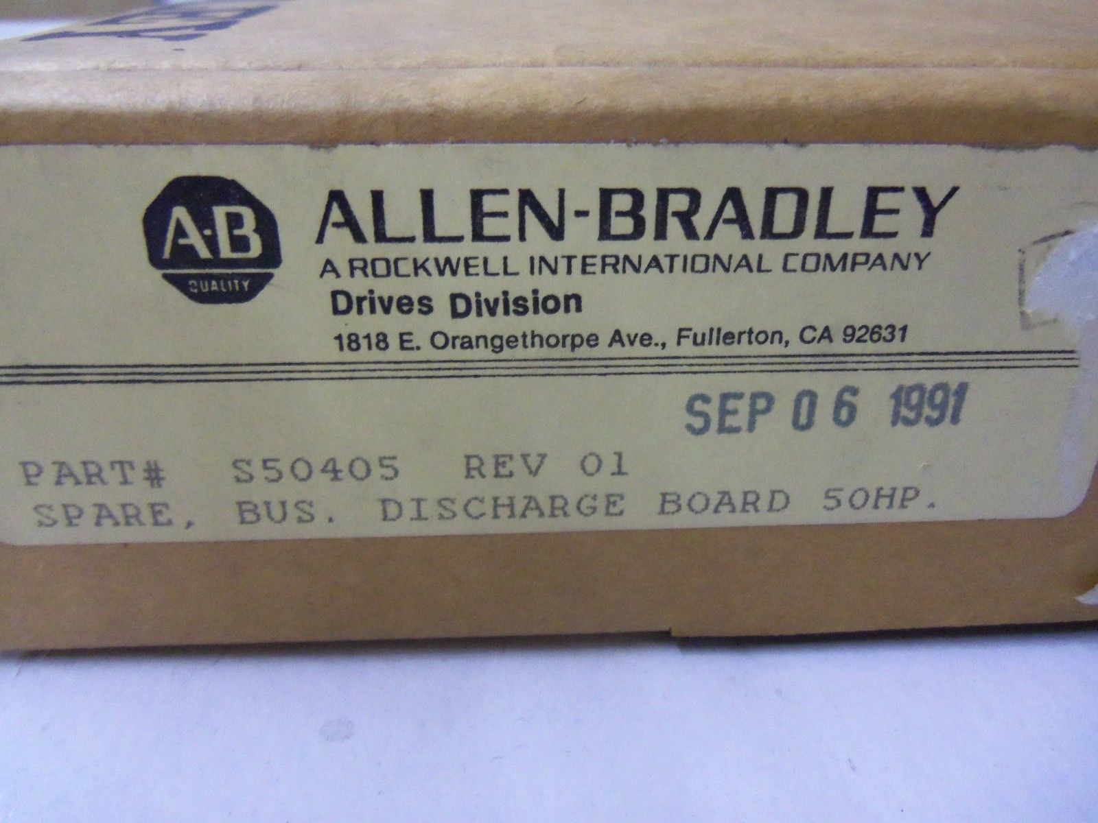 ALLEN BRADLEY S50405 DATE CODE: SEP 06, 1991 *FACTORY SEALED*