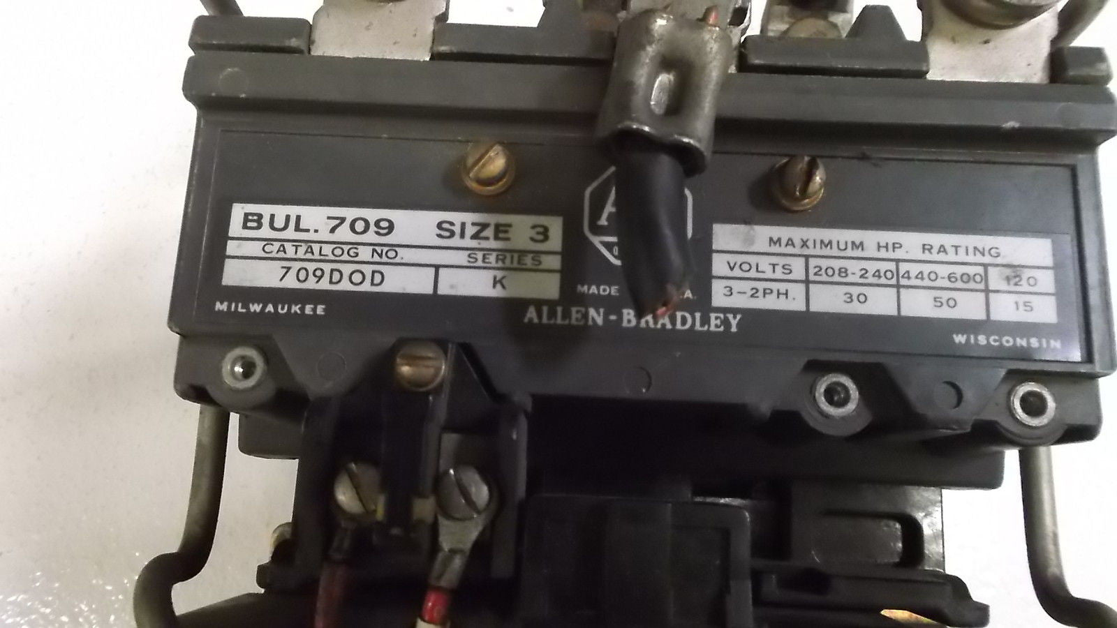 ALLEN BRADLEY STARTER CONTACTOR 709D0D SERIES K *USED*