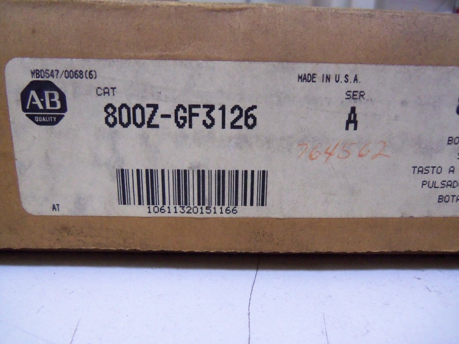 ALLEN BRADLEY TOUCH BUTTON 800Z-GF3126 SERIES A *NEW IN BOX*