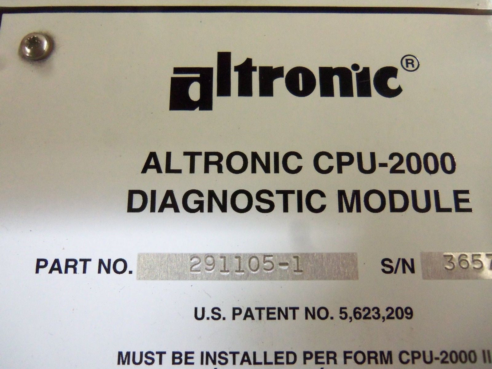 ALTRONIC 291105-1 DIAGNOSTIC MODULE *NEW*