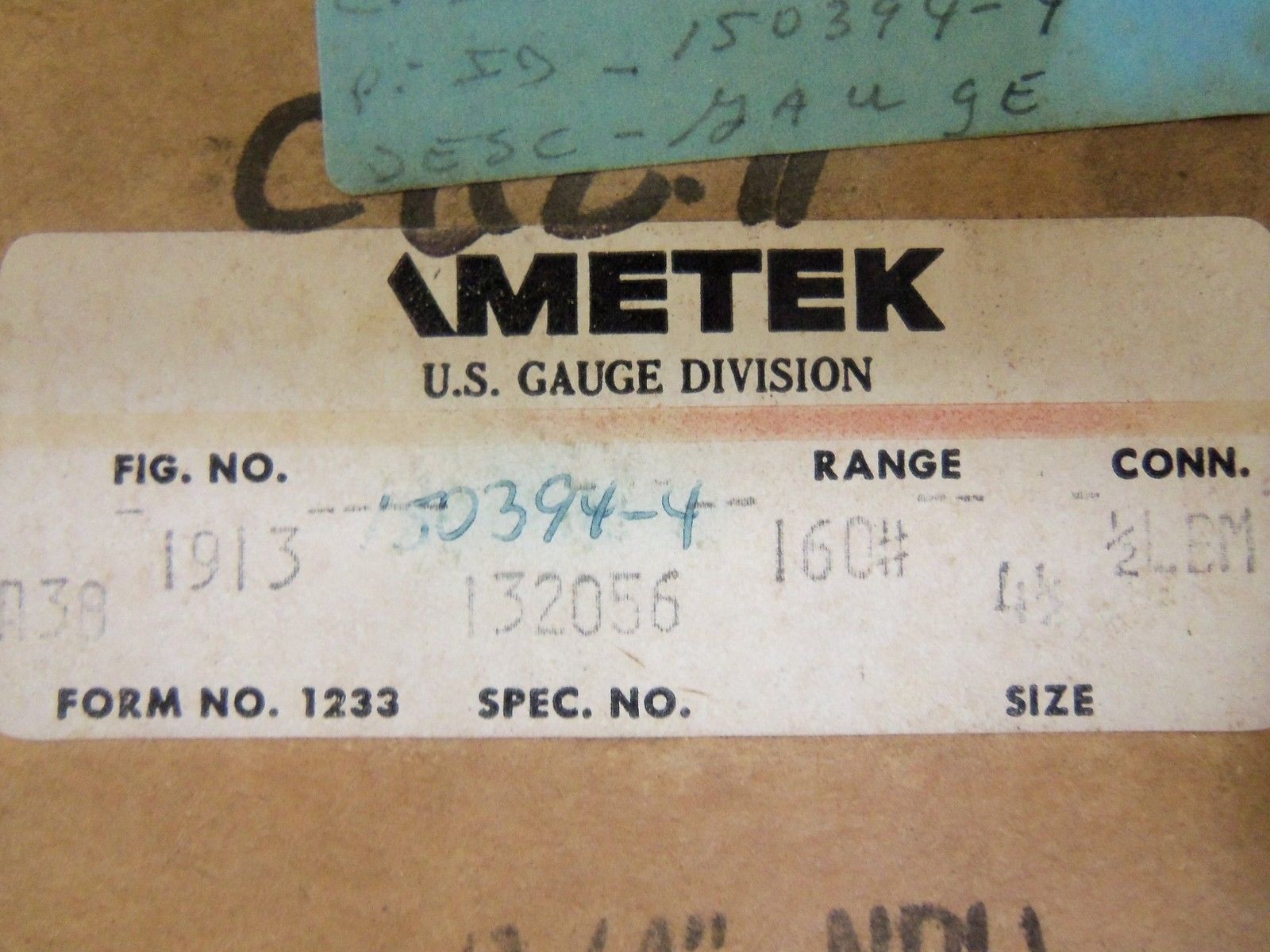 AMETEK 1913 PRESSURE GAUGE 132056 160 PSI *NEW IN BOX*