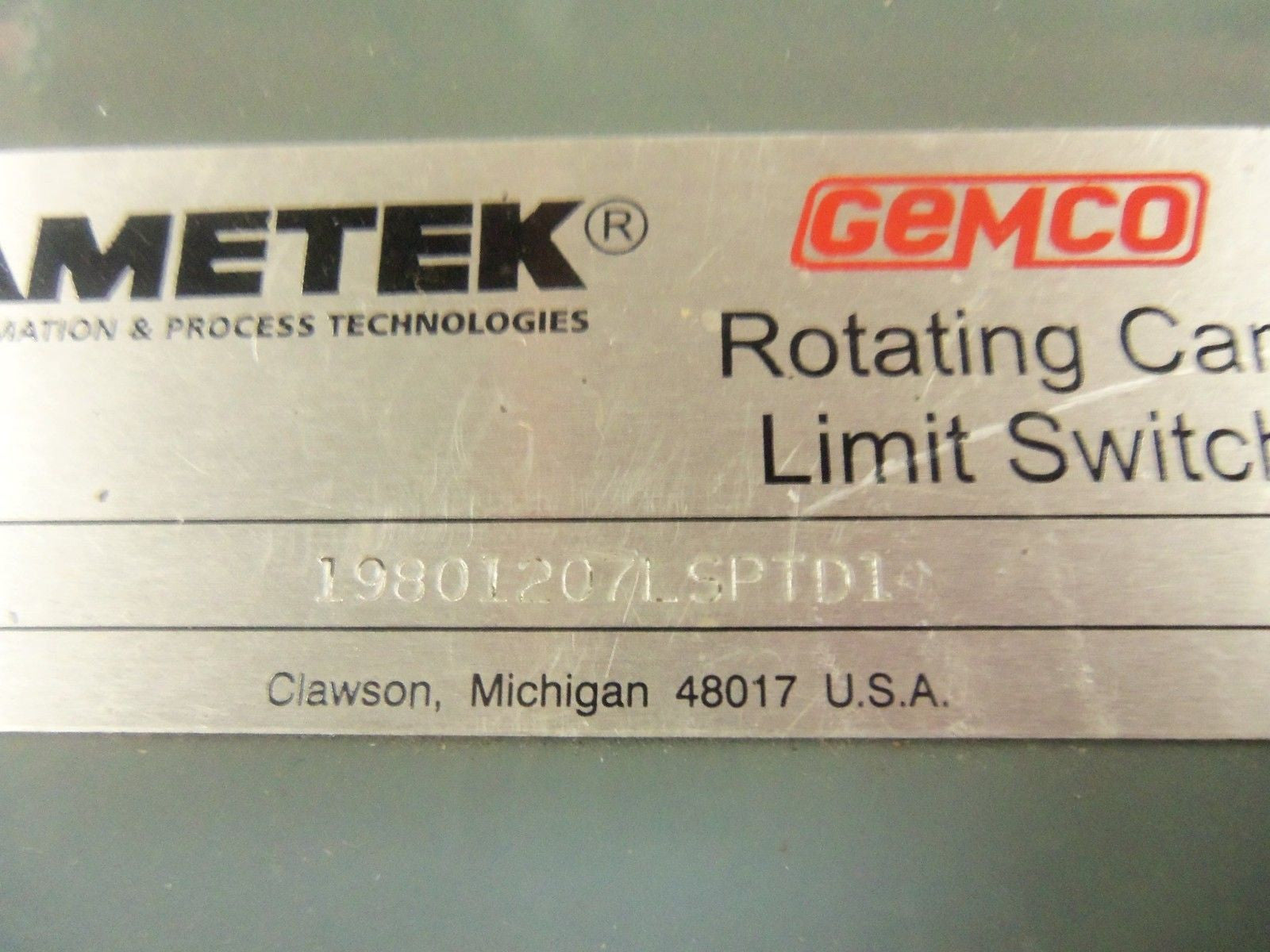 AMETEK 19801207LSPTD1 ROTATING CAM LIMIT SWITCH *USED*