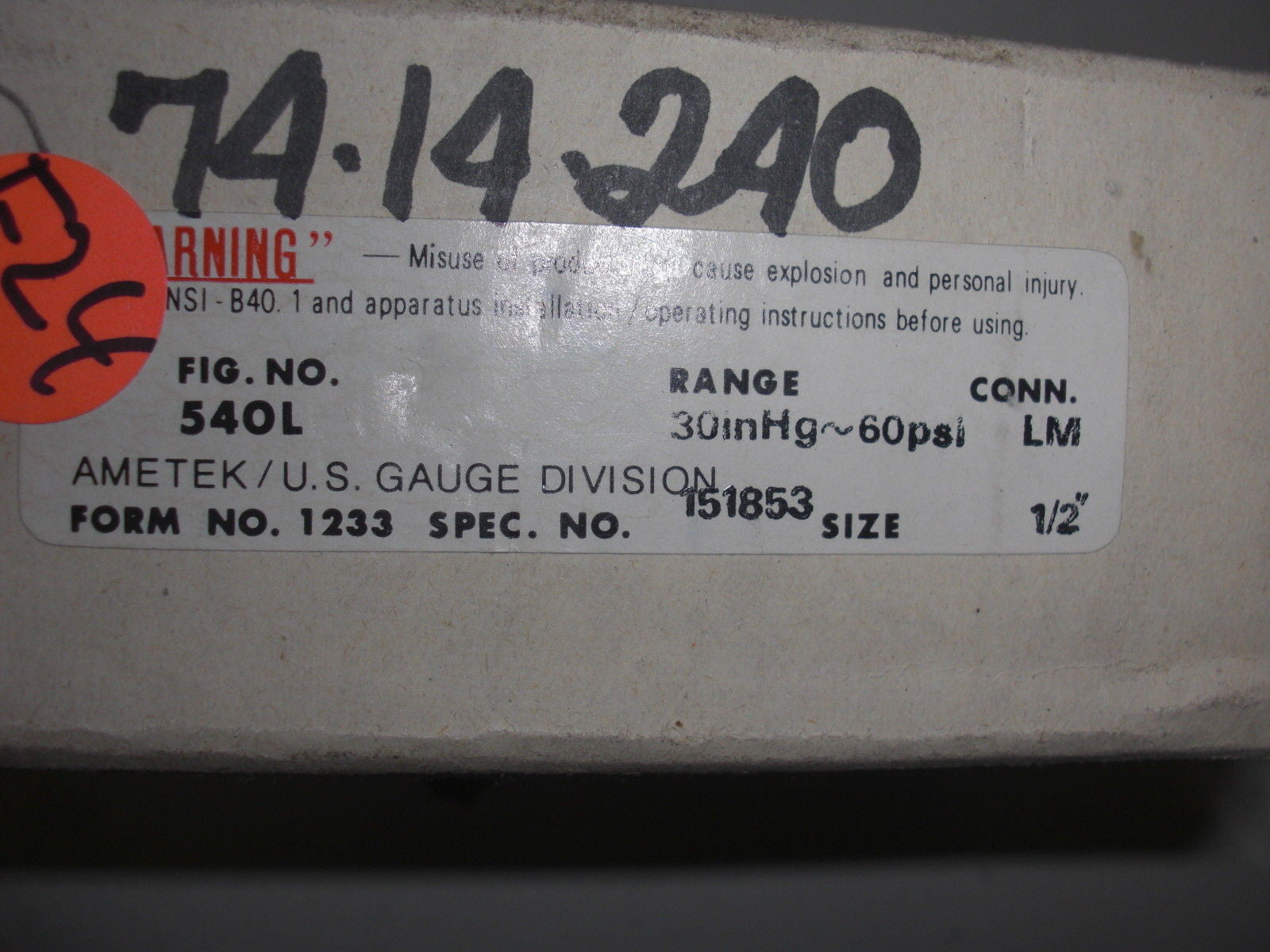 AMETEK US. GAUGE DIVISION 1233/151853