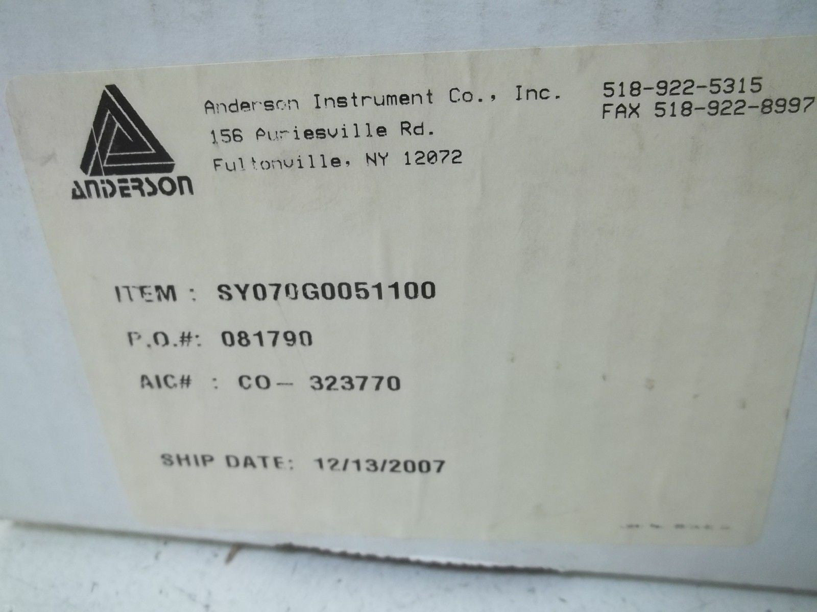 ANDERSON SY070G0051100 PRESSURE TRANSDUCER *NEW IN BOX*