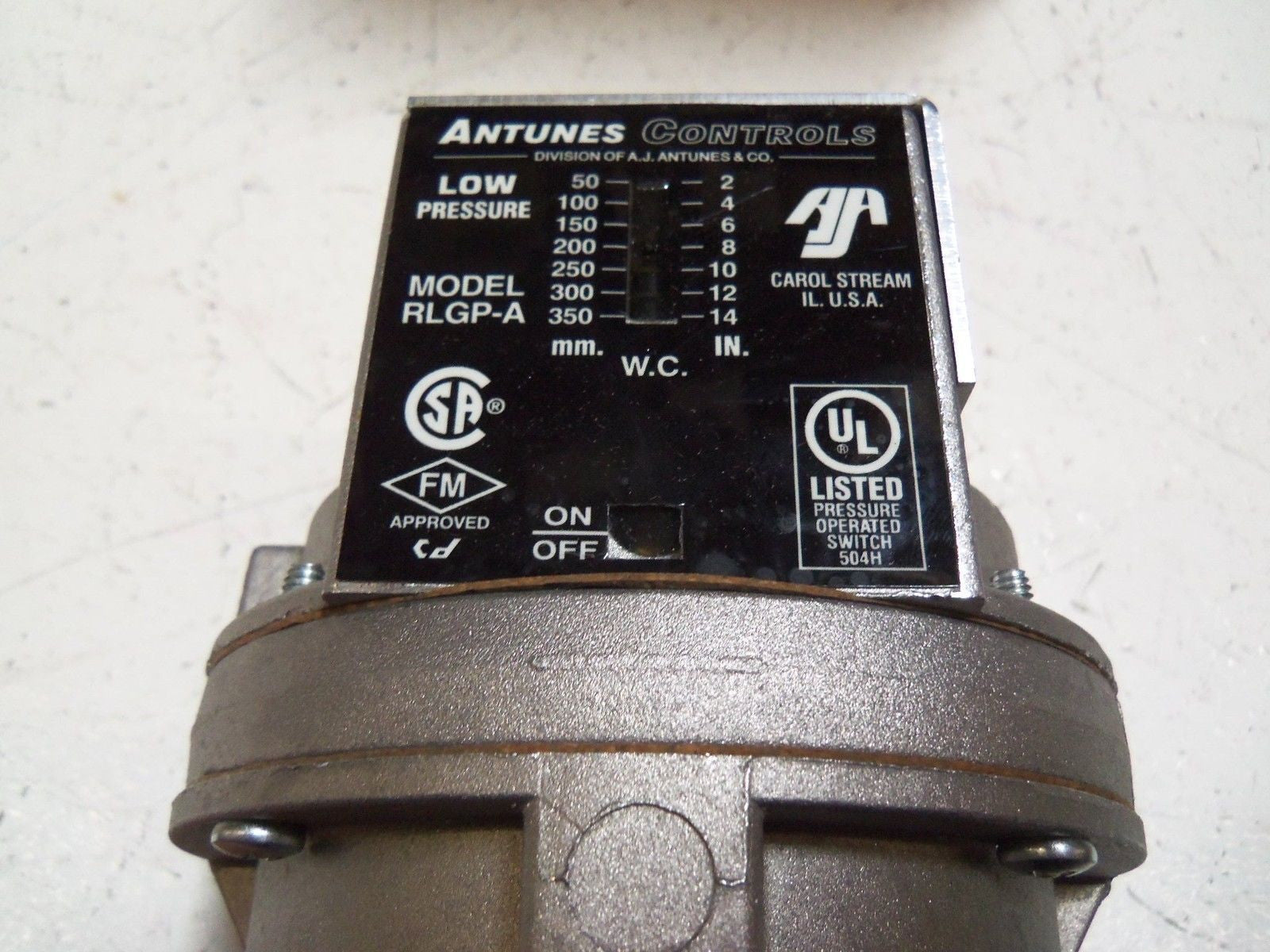 ANTUNES CONTROLS RLGP-A LOW PRESSURE SWITCH 10-50" WC *NEW IN BOX*