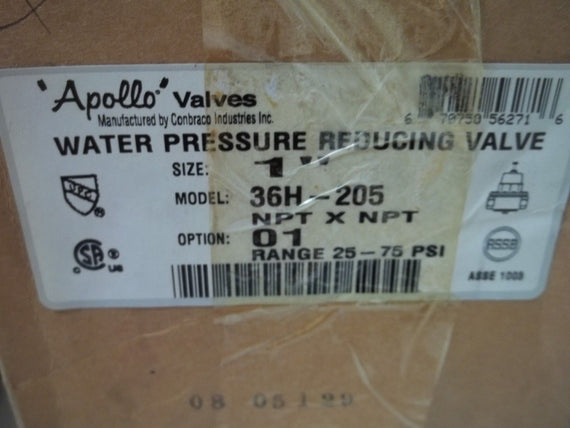 APOLLO 36H-205 WATER PRESSURE REDUCING VALVE SIZE 1 *NEW IN BOX*