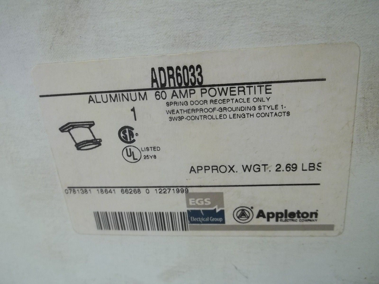 APPLETON ADR6033 ALUMINUM 60 AMP POWERTITE *NEW IN BOX*