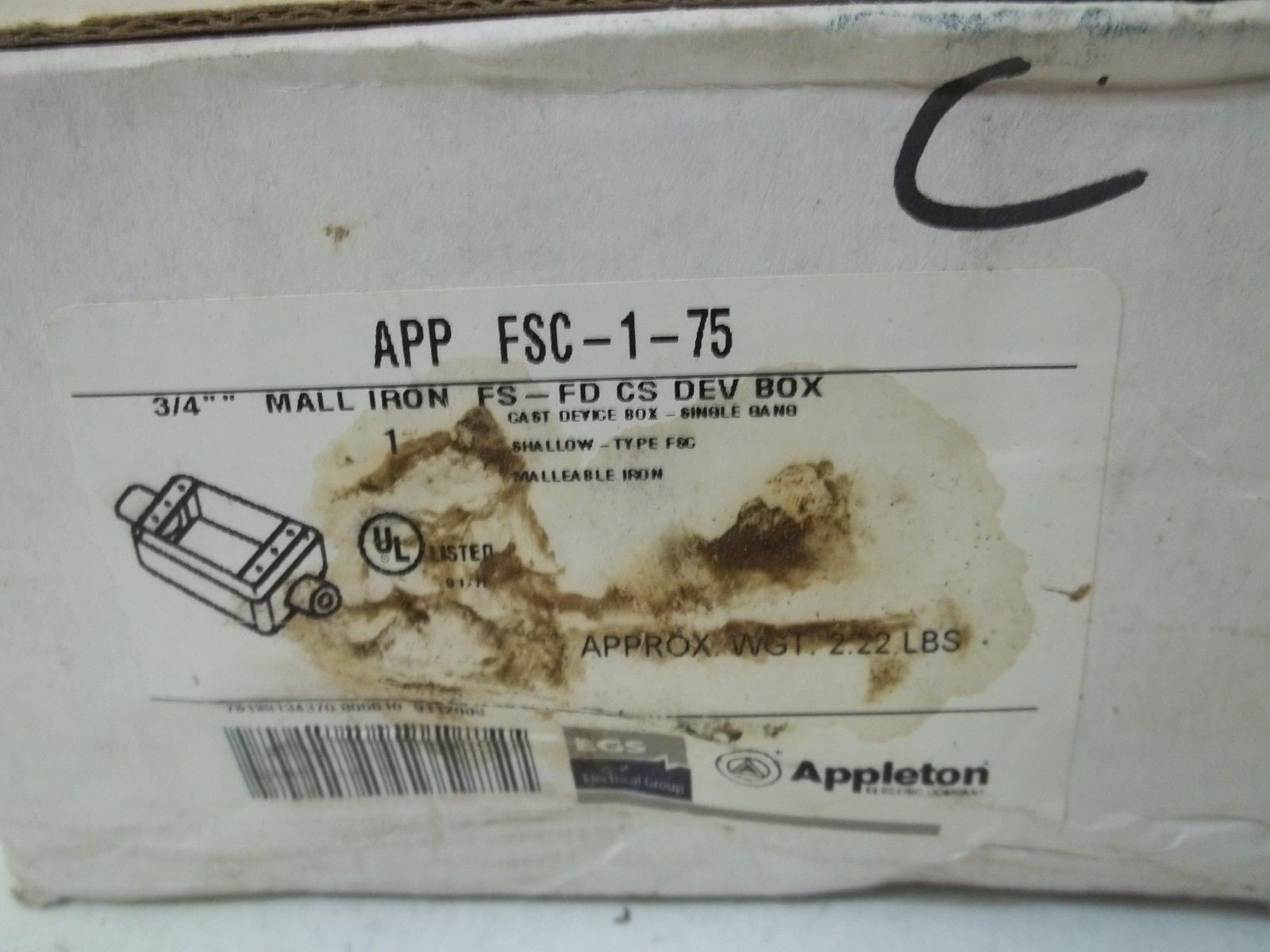APPLETON APP FSC-1-75 3/4" MALL IRON *NEW IN BOX*