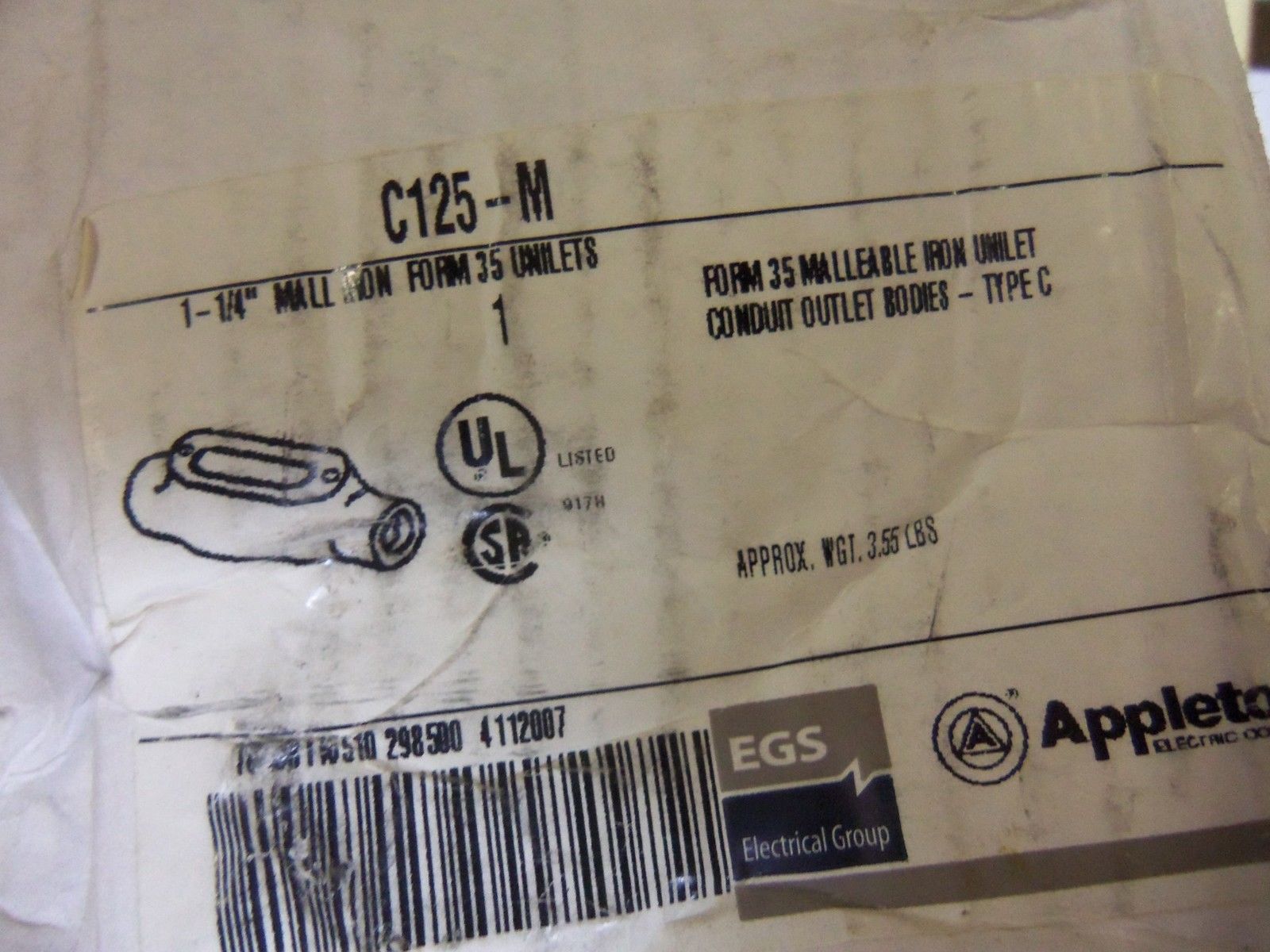 APPLETON C125-M CONDUIT *NEW IN BOX*