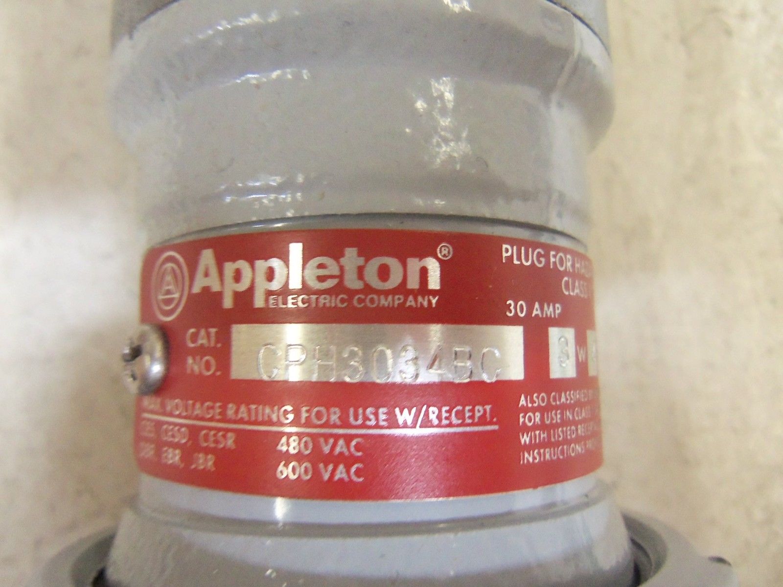 APPLETON CPH3034BC PLUG *NEW IN BOX*
