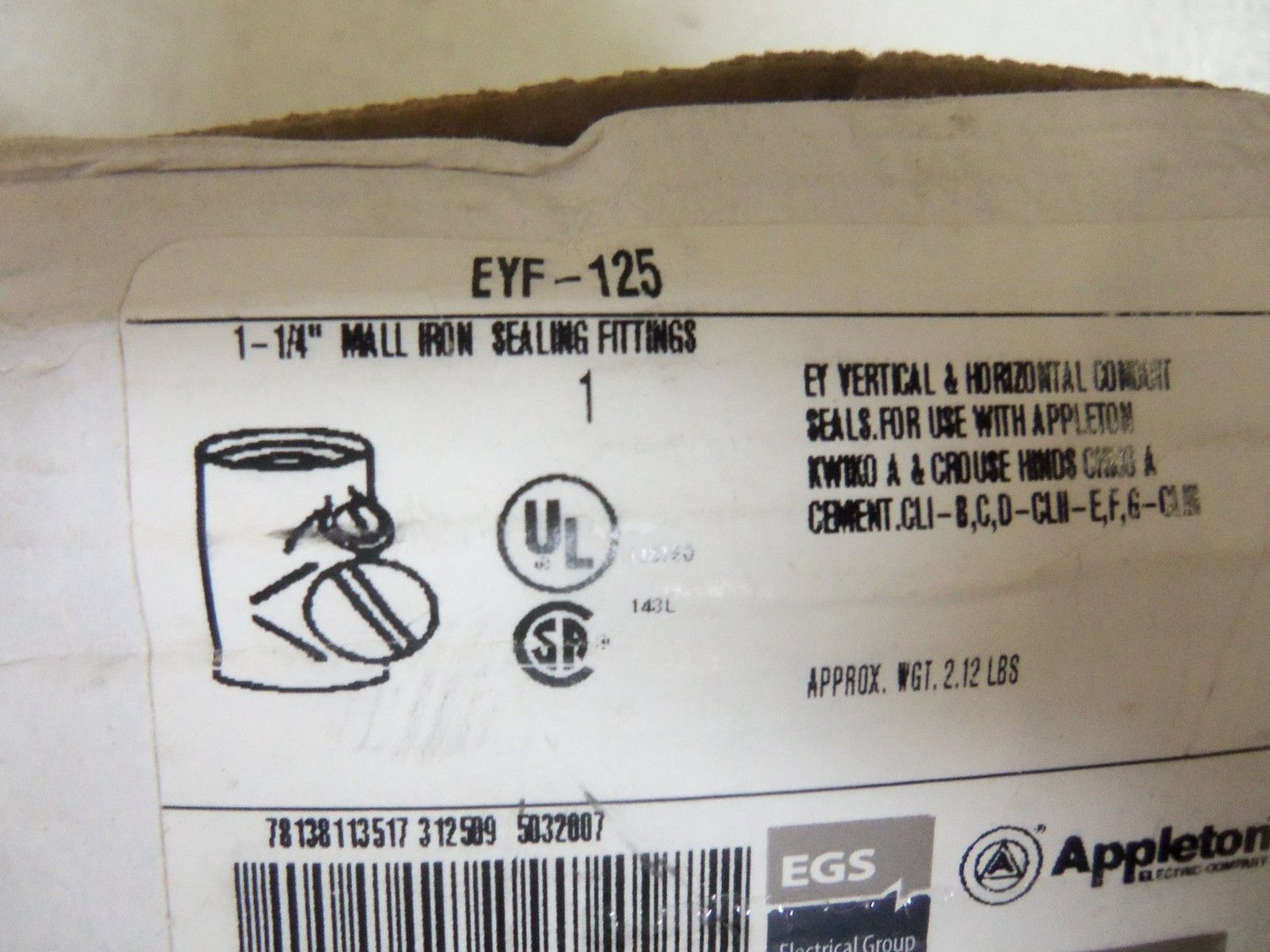 APPLETON EYF-125 CONDUIT *NEW IN BOX*
