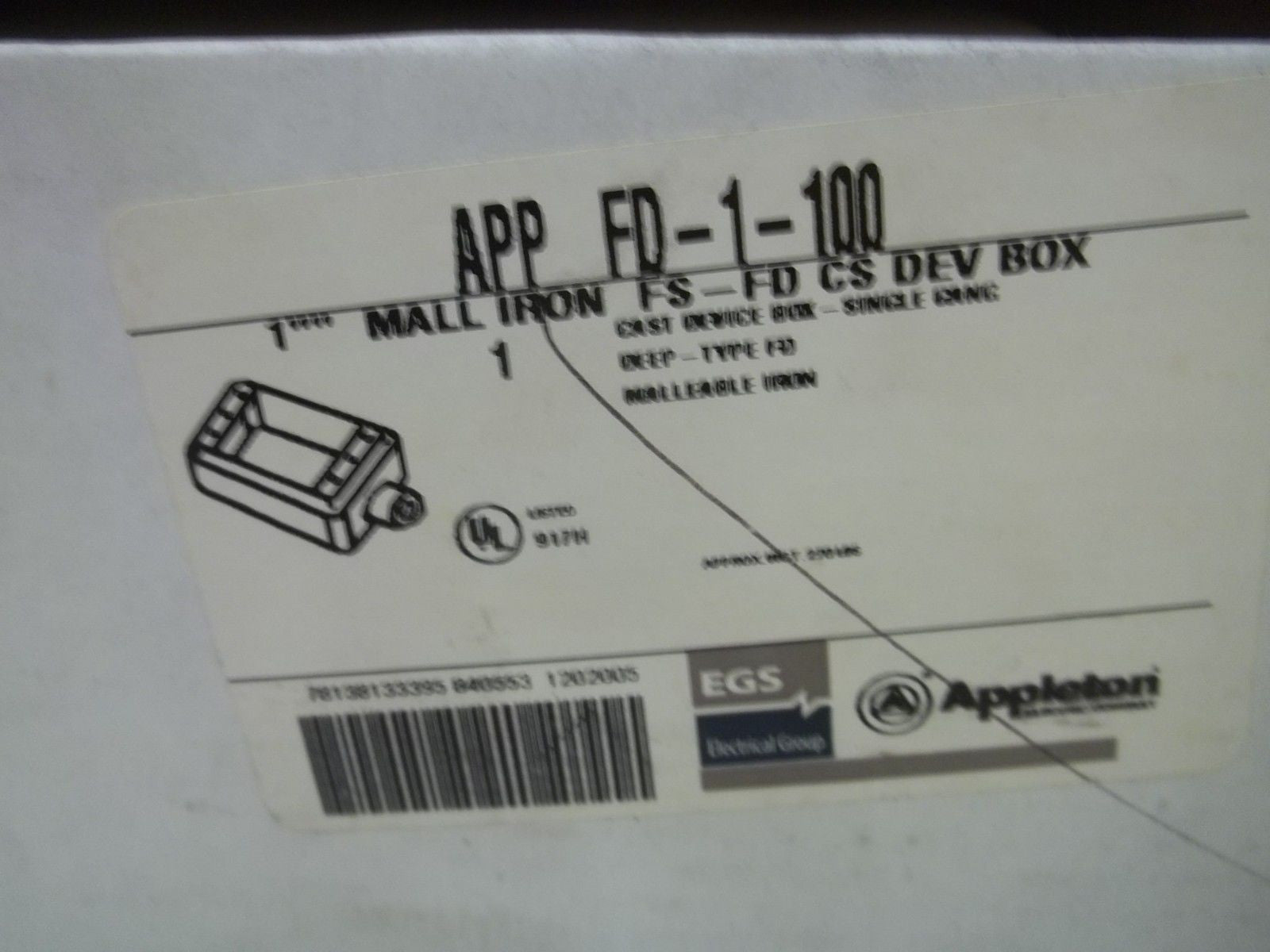 APPLETON FD-1-100 1" MALL IRON *NEW IN BOX*