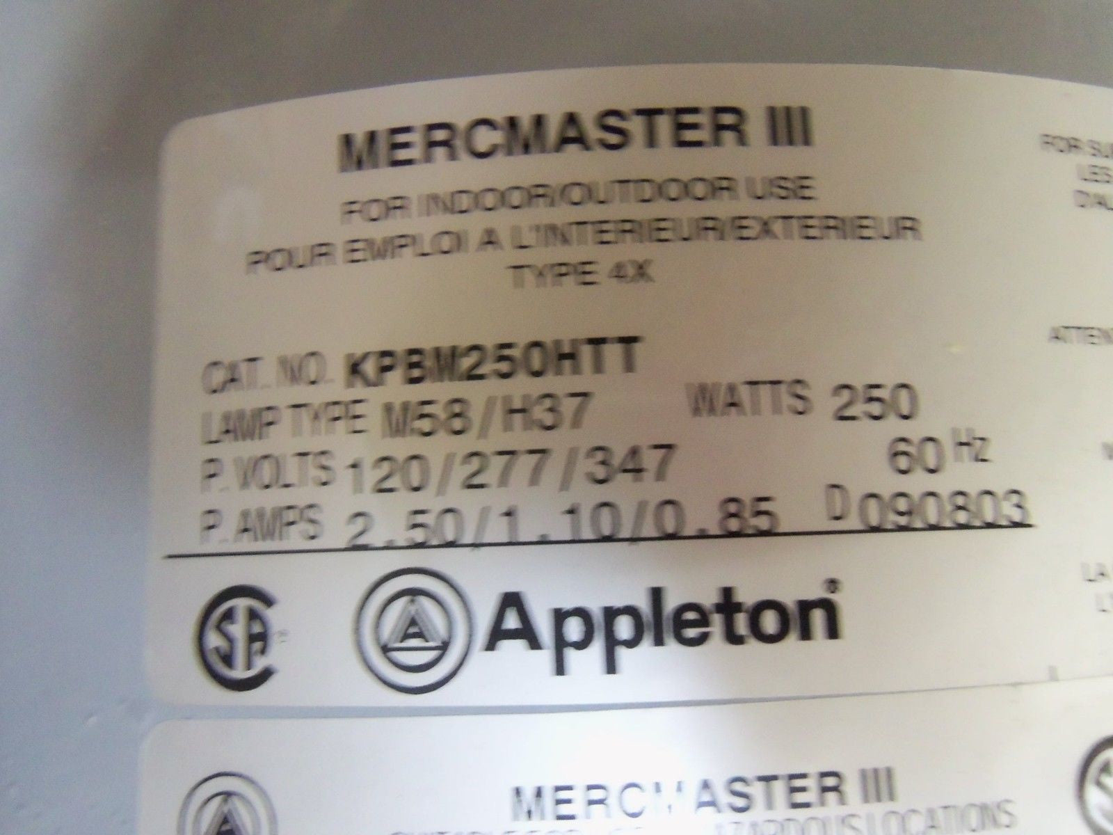 APPLETON KPBM250HTT MERCMASTER 3 *NEW IN BOX*