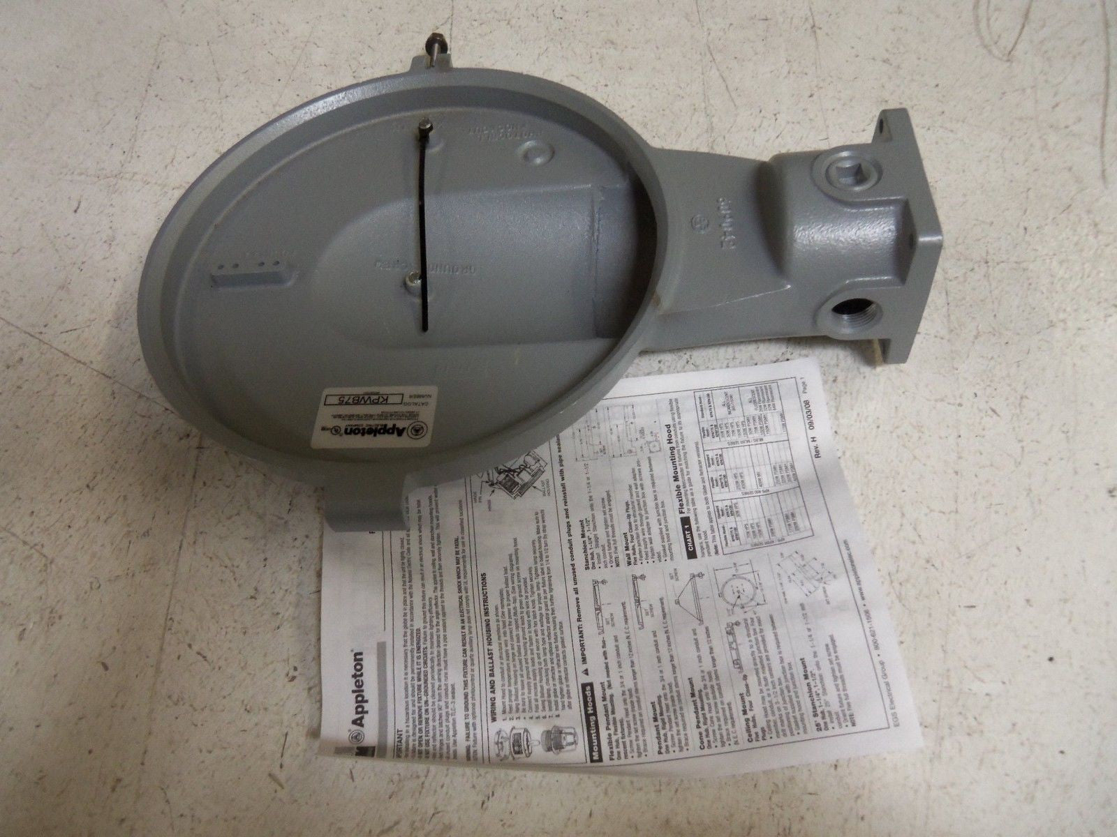 APPLETON KPWB75 MOUNTING HOOD *NEW IN BOX*
