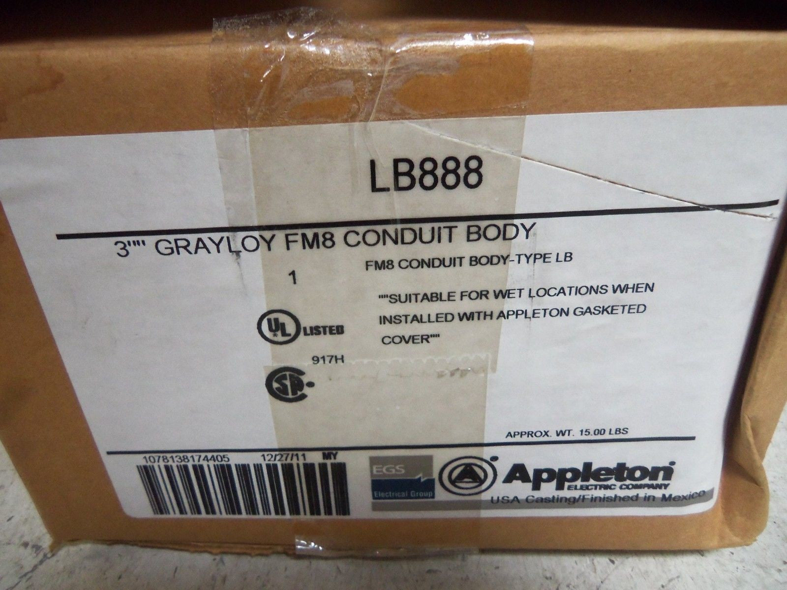 APPLETON LB888 CONDUIT *NEW IN BOX*